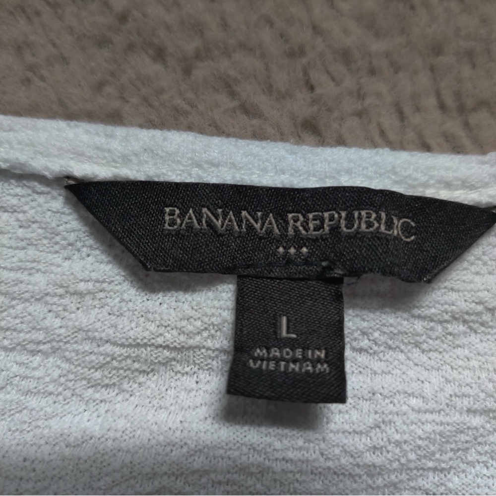 Banana Republic Factory White 3/4 Puff Sleeve Textured Blouse Top Snow Day Sz L - Picture 4 of 7